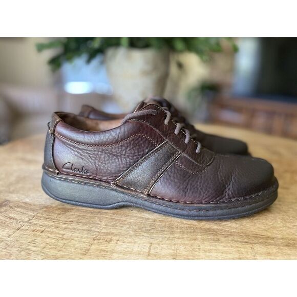 Clarks Active Air Brown Leather Oiled Split Toe Oxford Shoes Men's 10M - Picture 1 of 10